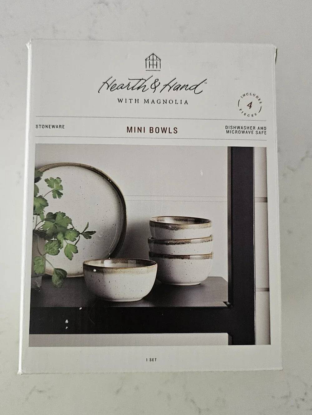 NEW IN BOX Hearth and Hand w/ Magnolia Stoneware Mini Bowls Reactive Glaze Set 4